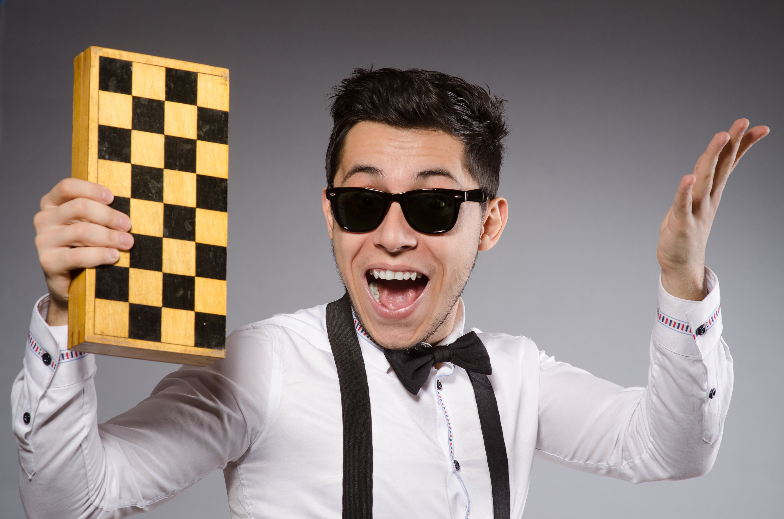 Funny chess player with board